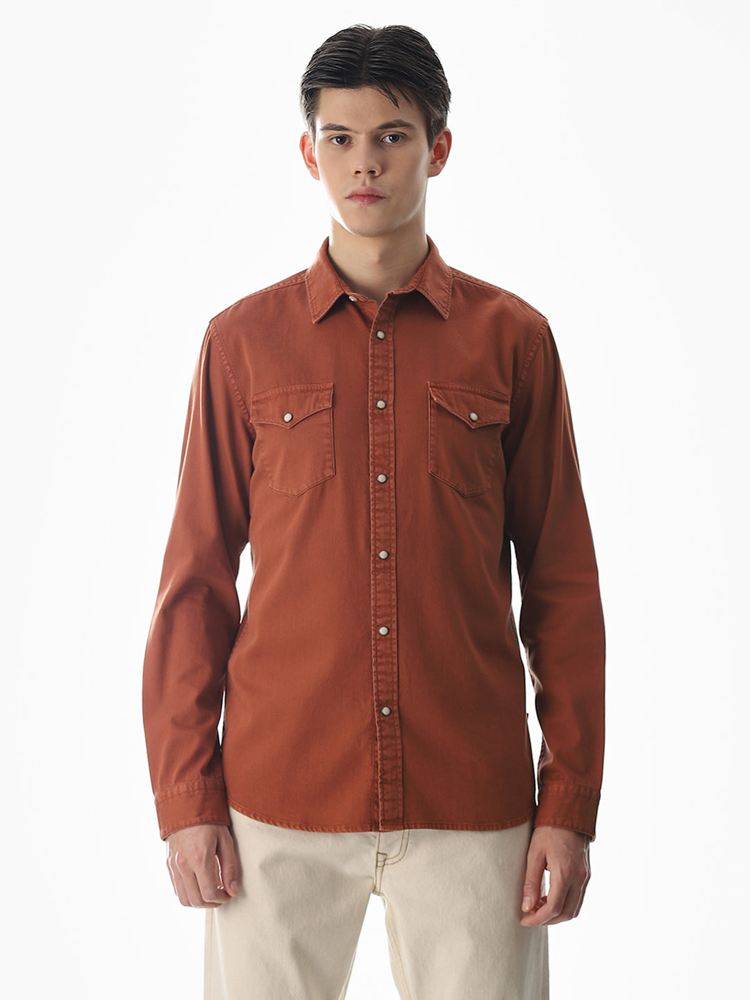 2 Patch Pocket Ginger Brown Shirt