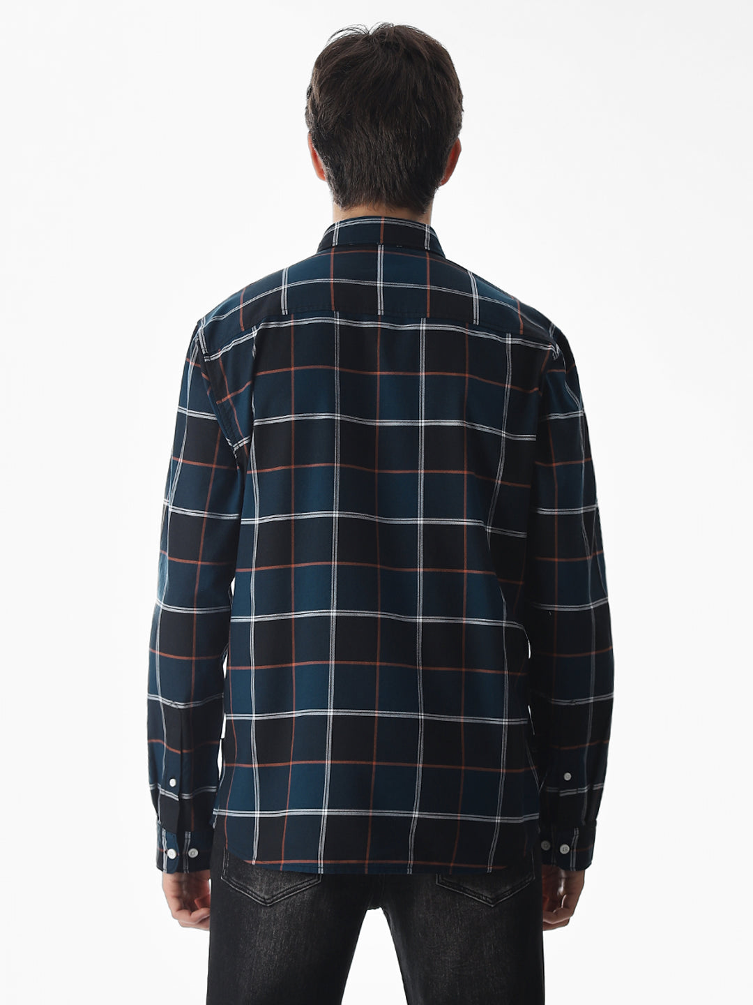 Check Cotton Shirt - Dark Blue