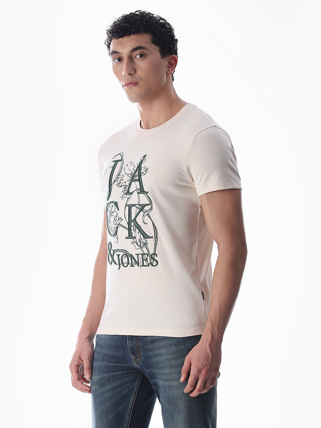 Embroidered Print Cotton T-shirt