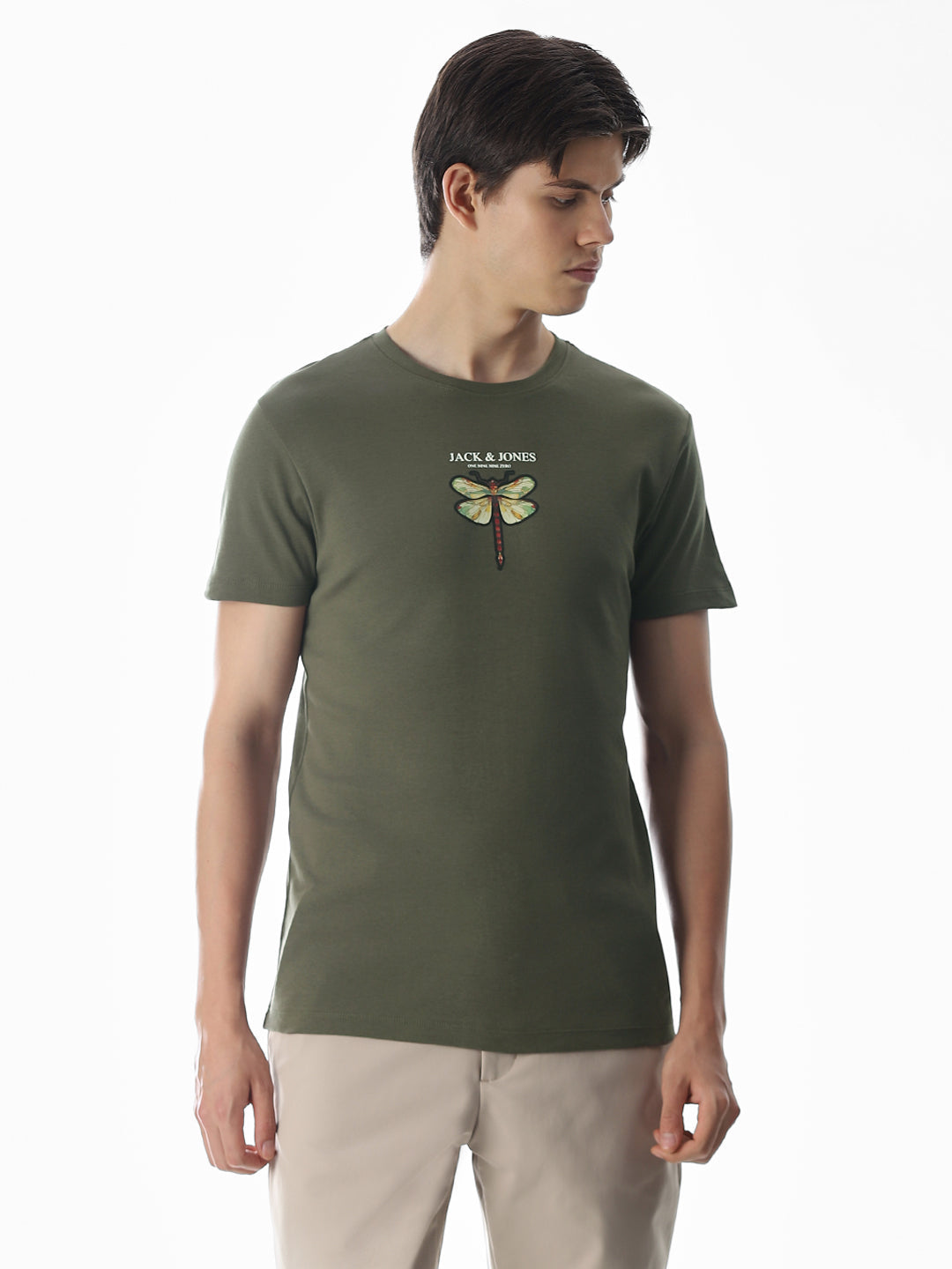 Dragonfly Print Cotton T-shirt