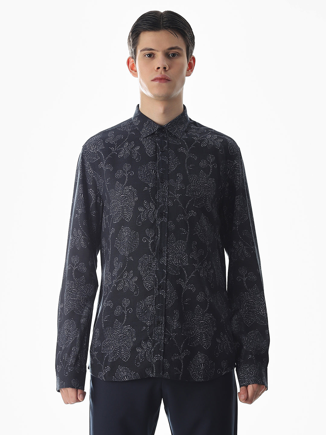 Linen Blend Printed Shirt