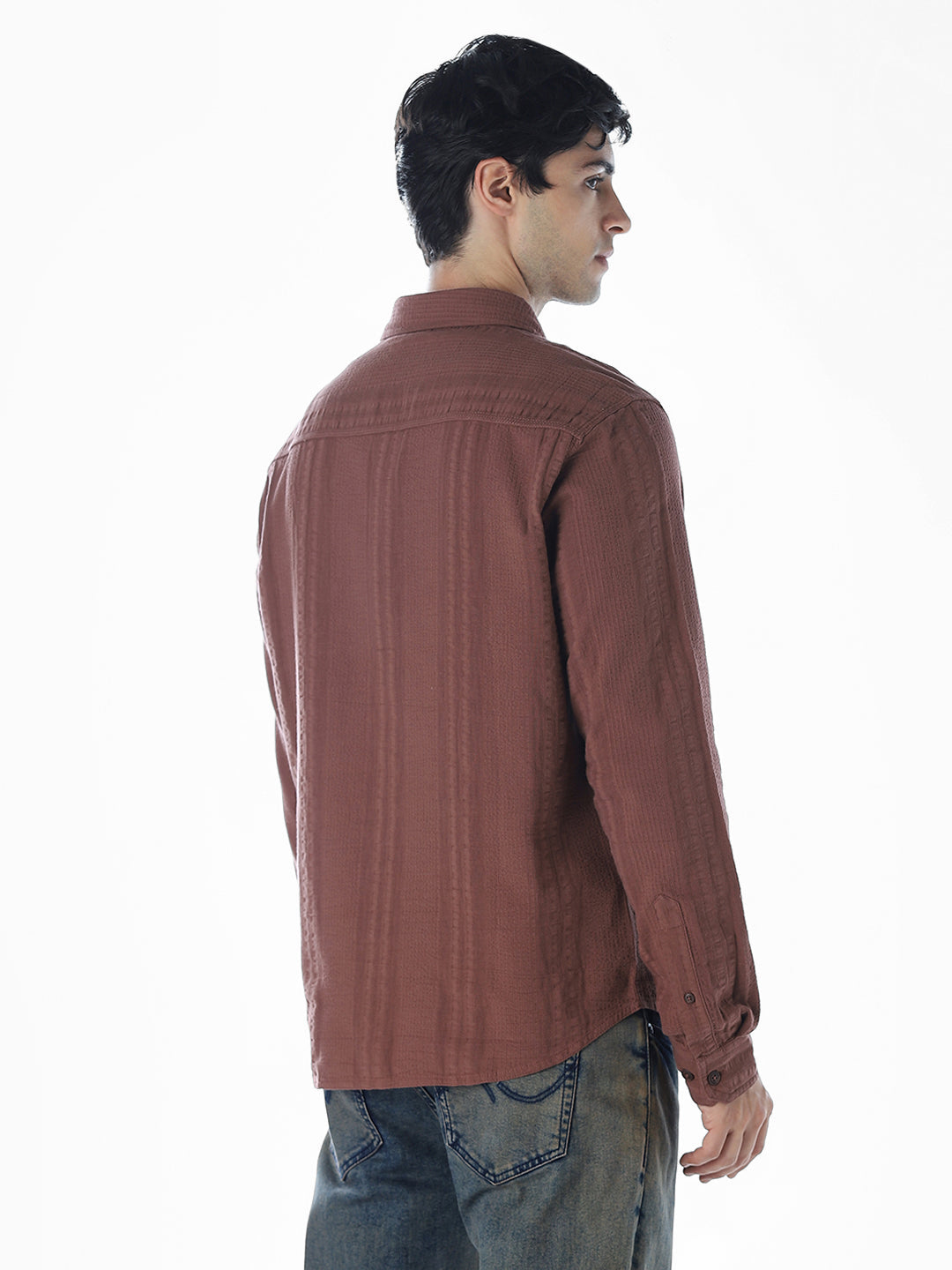 Dark Brown Cotton Oversized Shirt