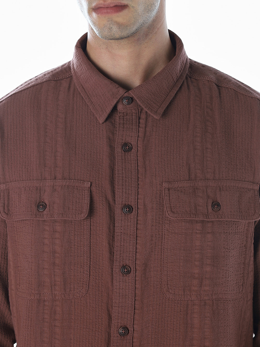 Dark Brown Cotton Oversized Shirt