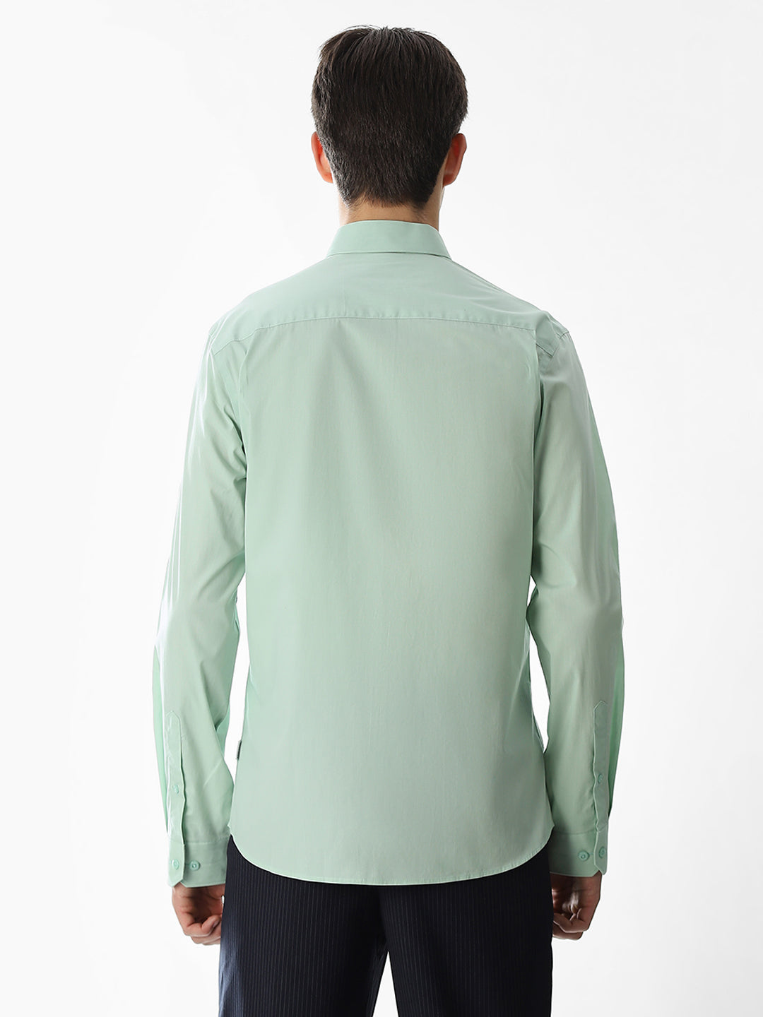 Stretch Slim Fit Full Sleeves Shirt - Light Green