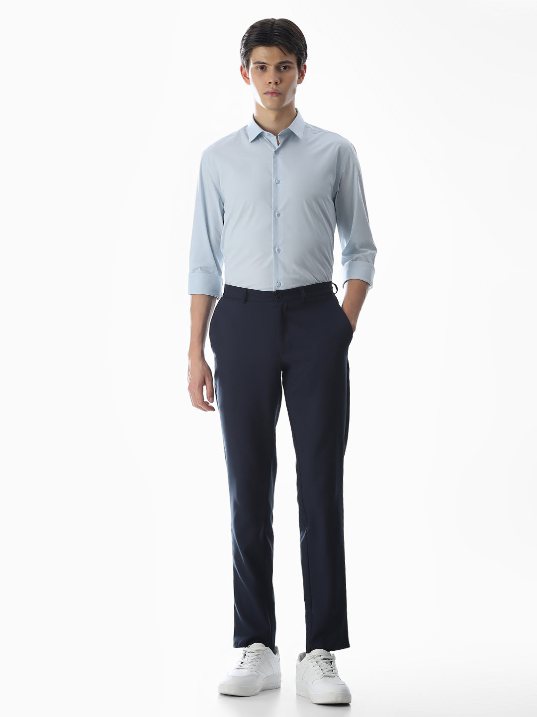 Stretch Slim Fit Full Sleeves Shirt - Light Blue