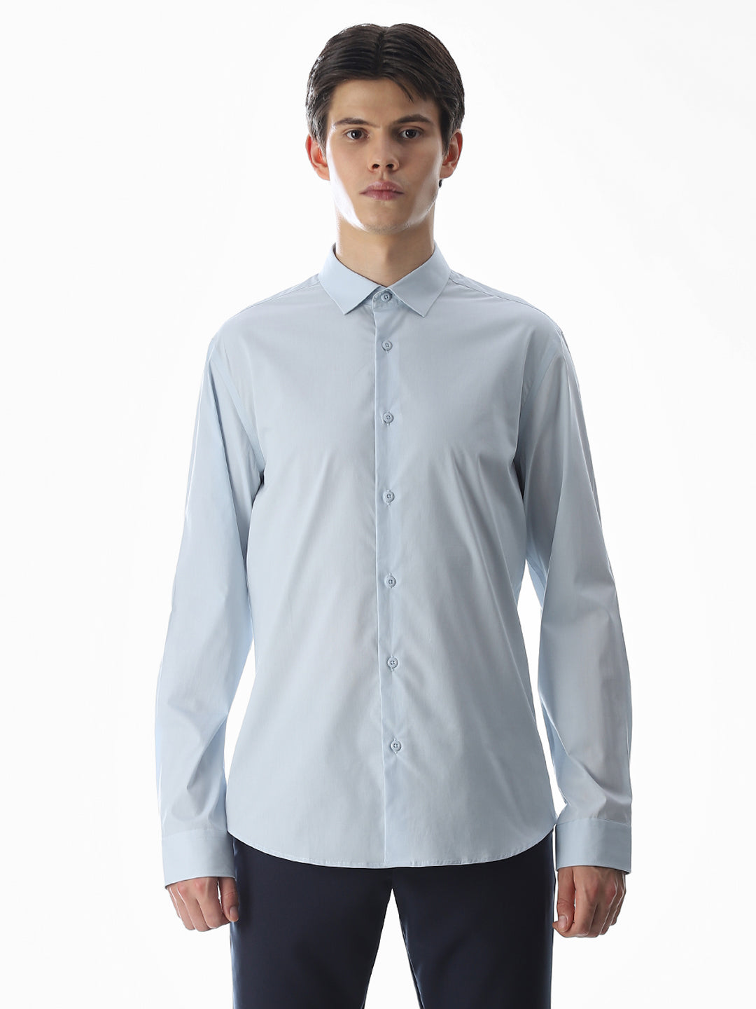 Stretch Slim Fit Full Sleeves Shirt - Light Blue
