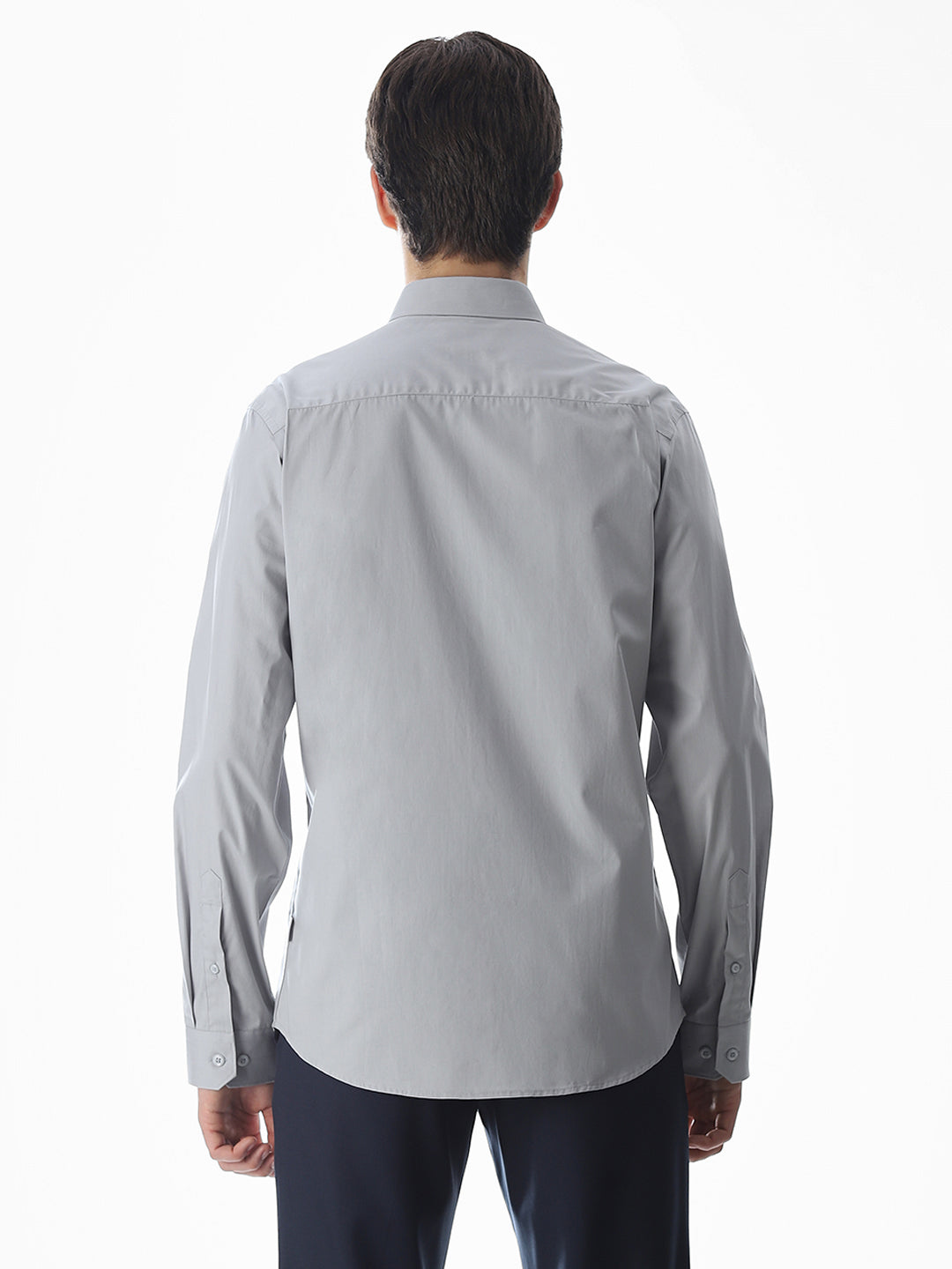 Stretch Slim Fit Full Sleeves Shirt - Light Grey