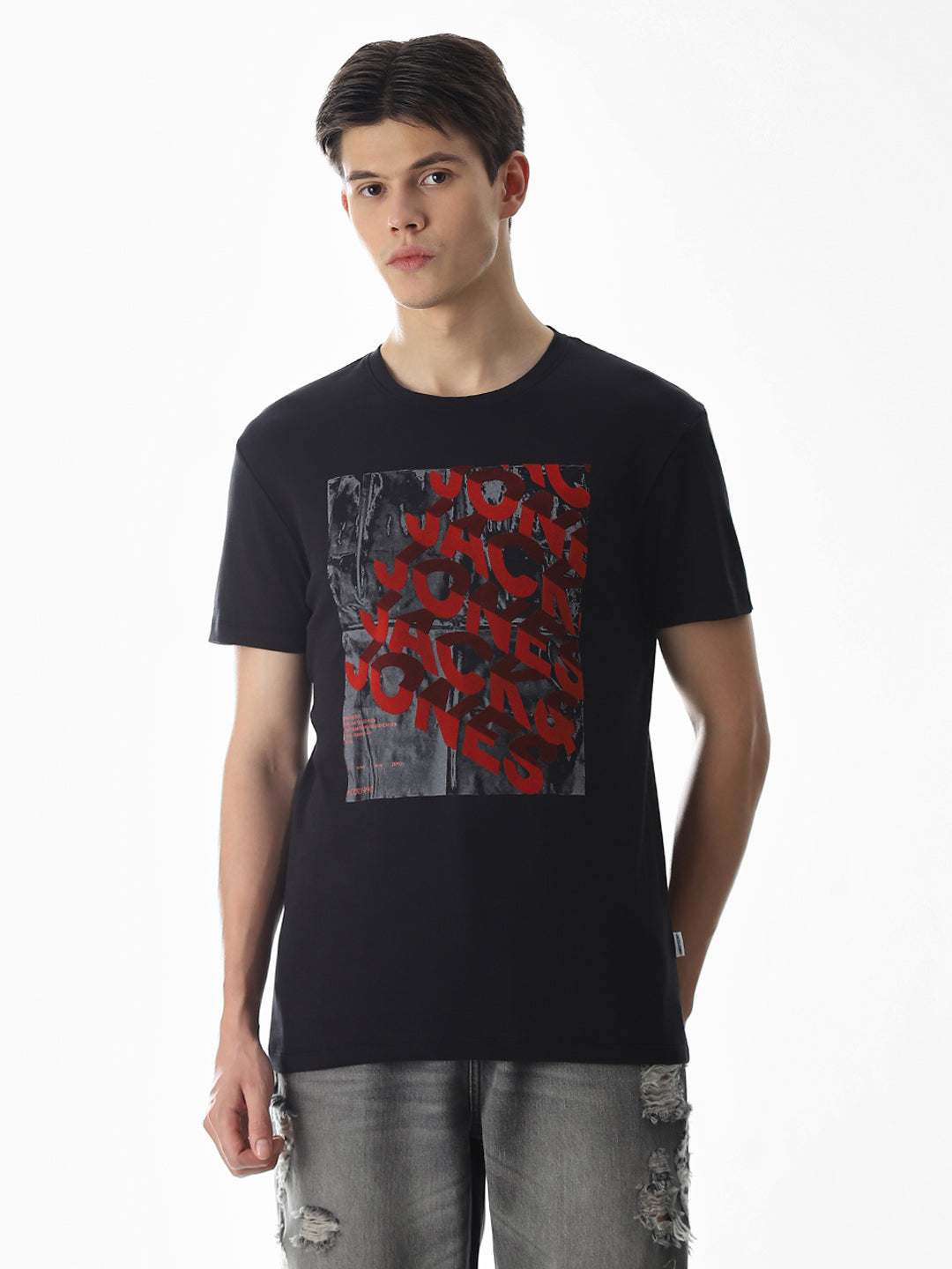 Typography Slim Fit T-shirt - Black
