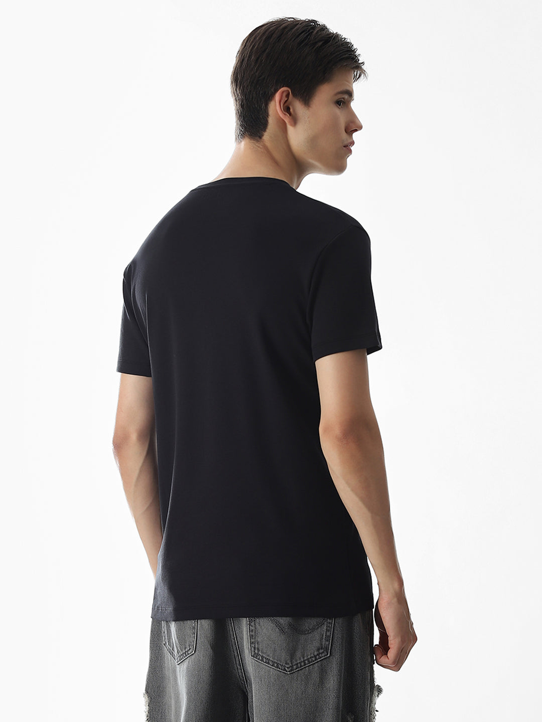Typography Slim Fit T-shirt - Black