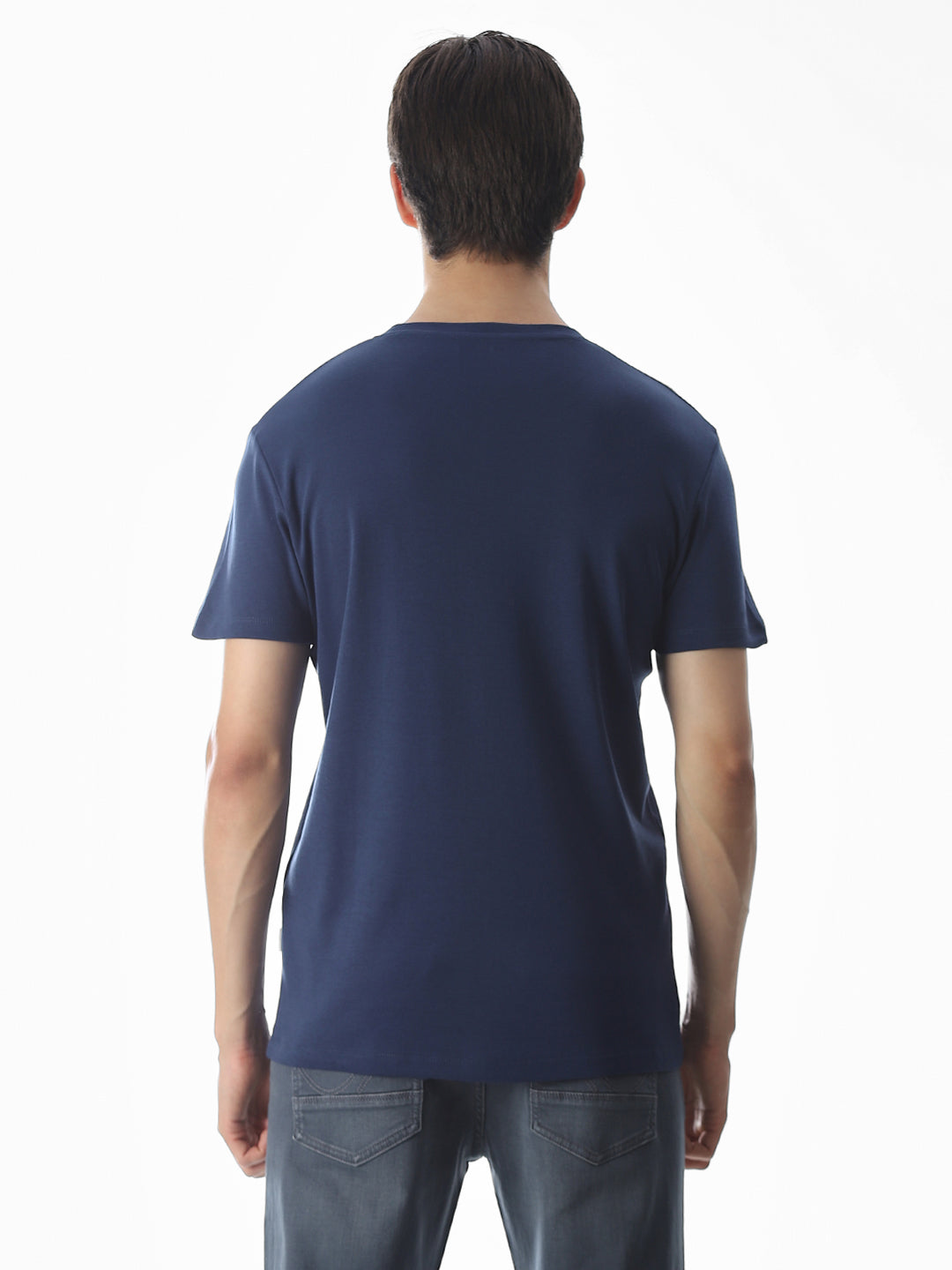 Embroidered Print T-Shirt - Blue