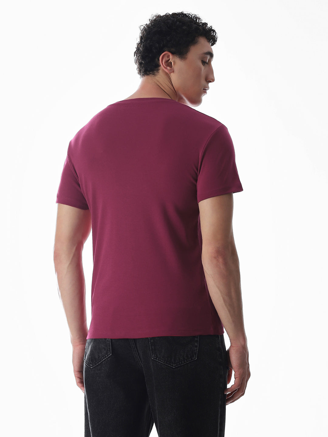 Embroidered Print T-Shirt - Maroon