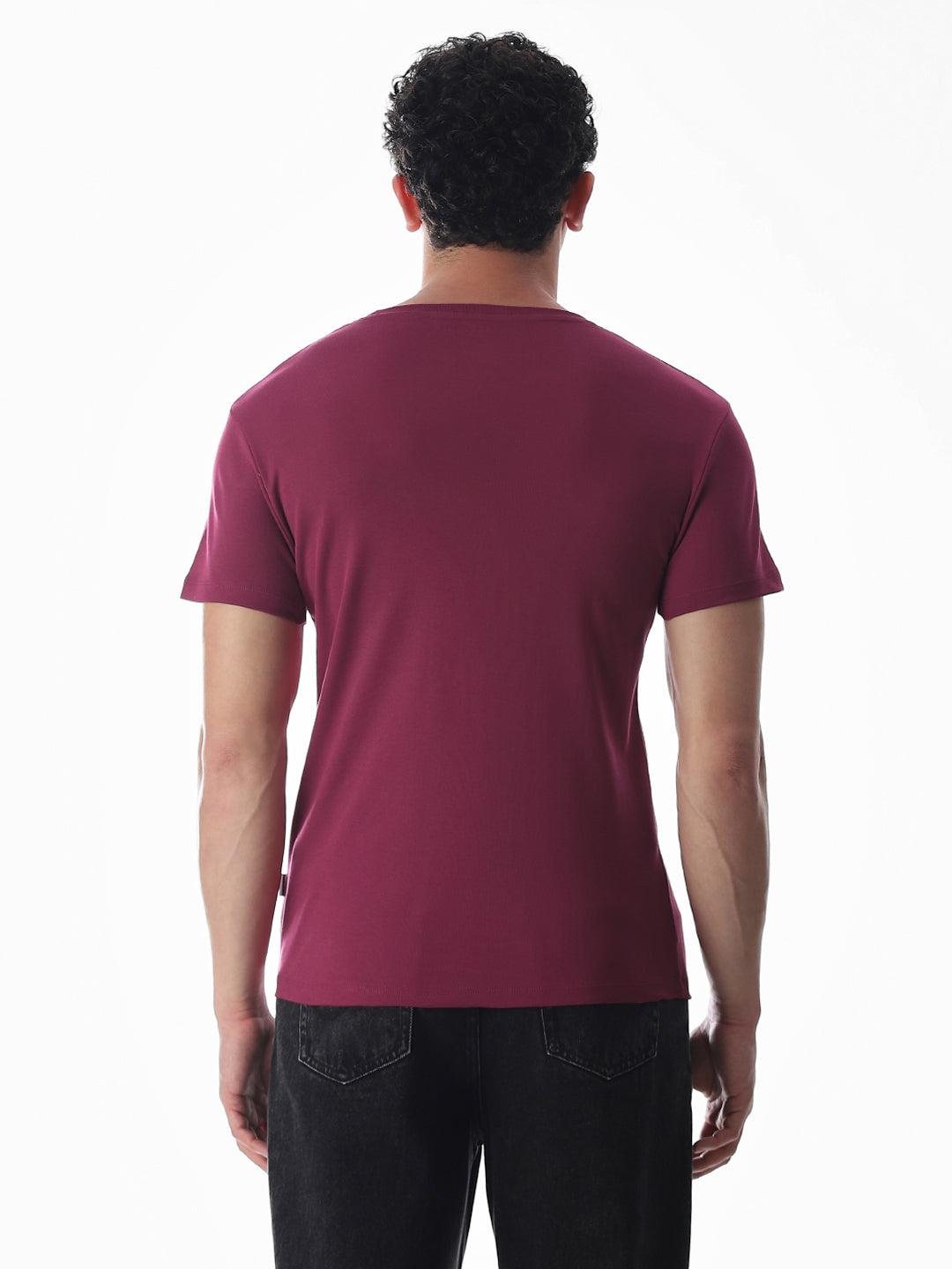 Embroidered Print T-Shirt - Maroon