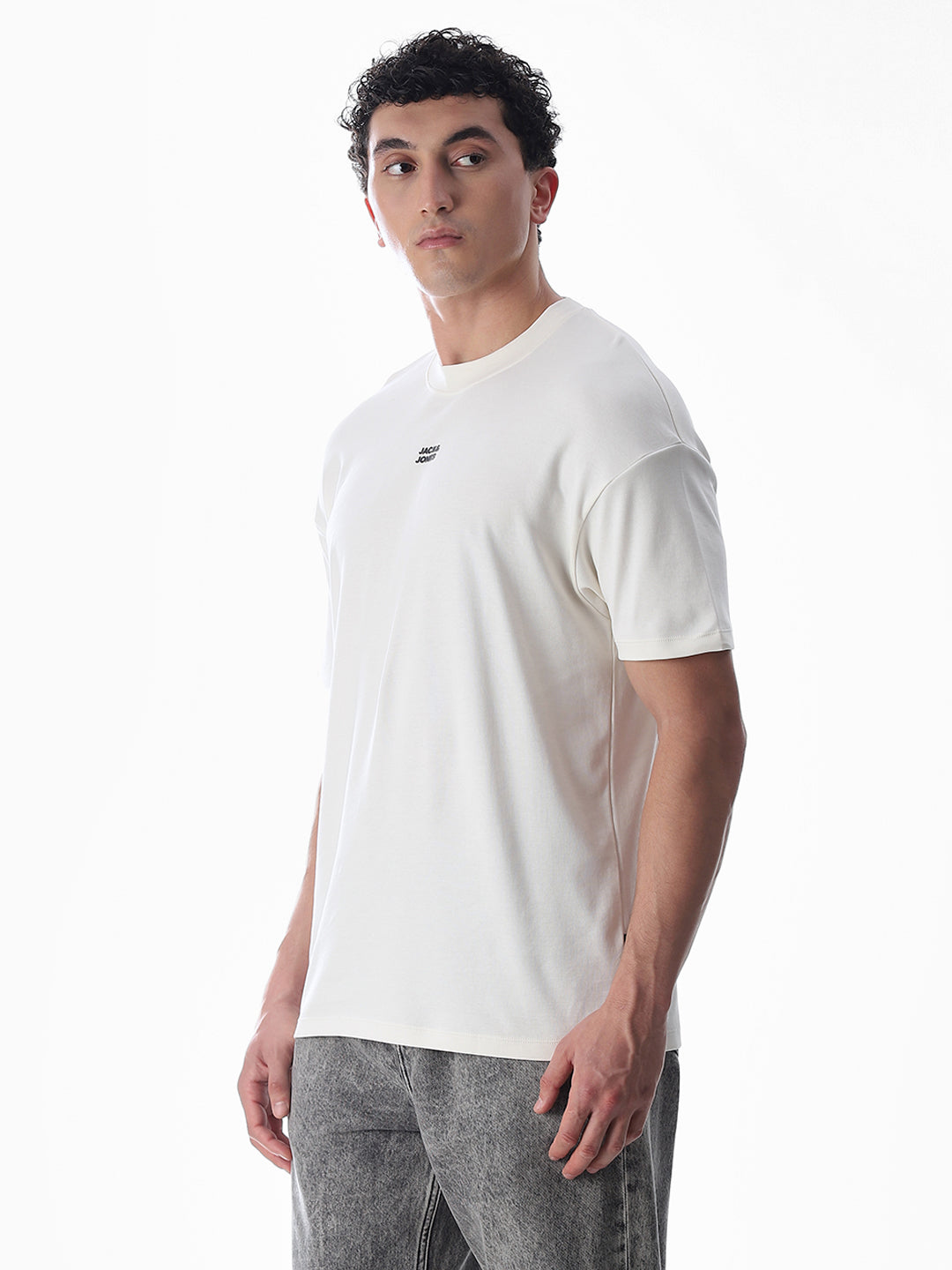 Oversized Knitted Printed T-shirt - White