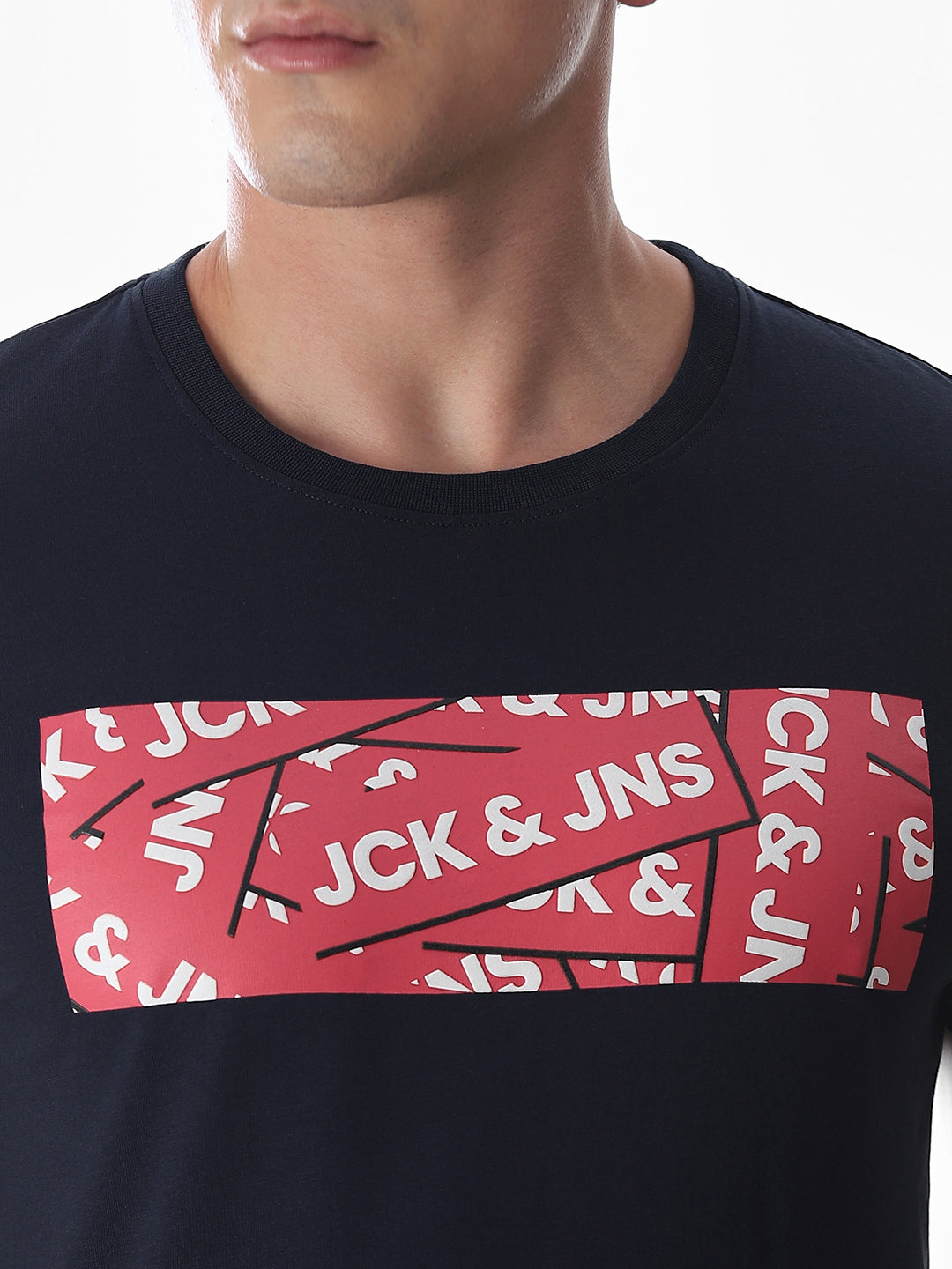 Chest Print Slim Fit T-shirt - Blue