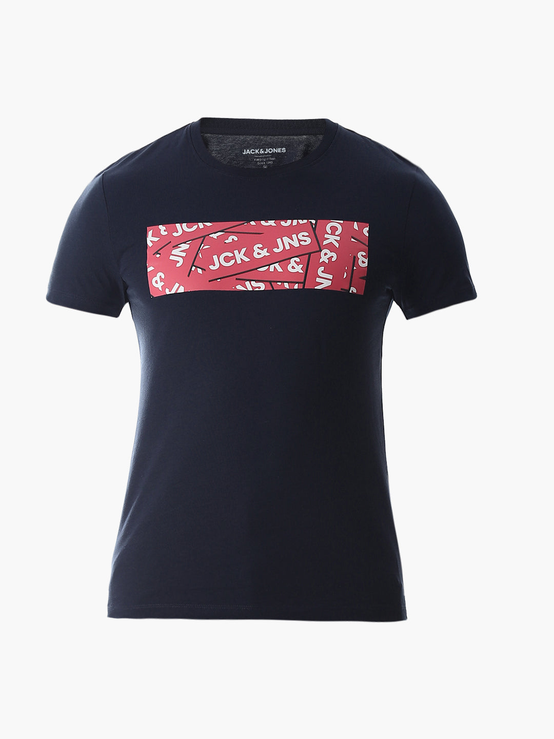 Chest Print Slim Fit T-shirt - Blue