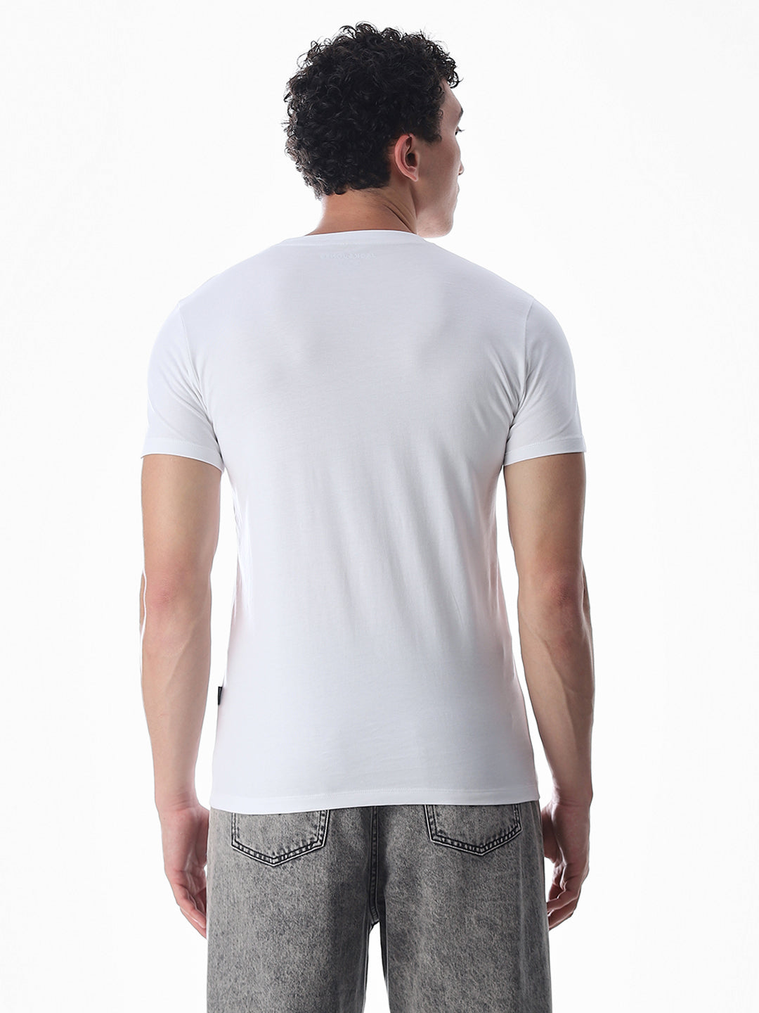 Chest Print Slim Fit T-shirt - White
