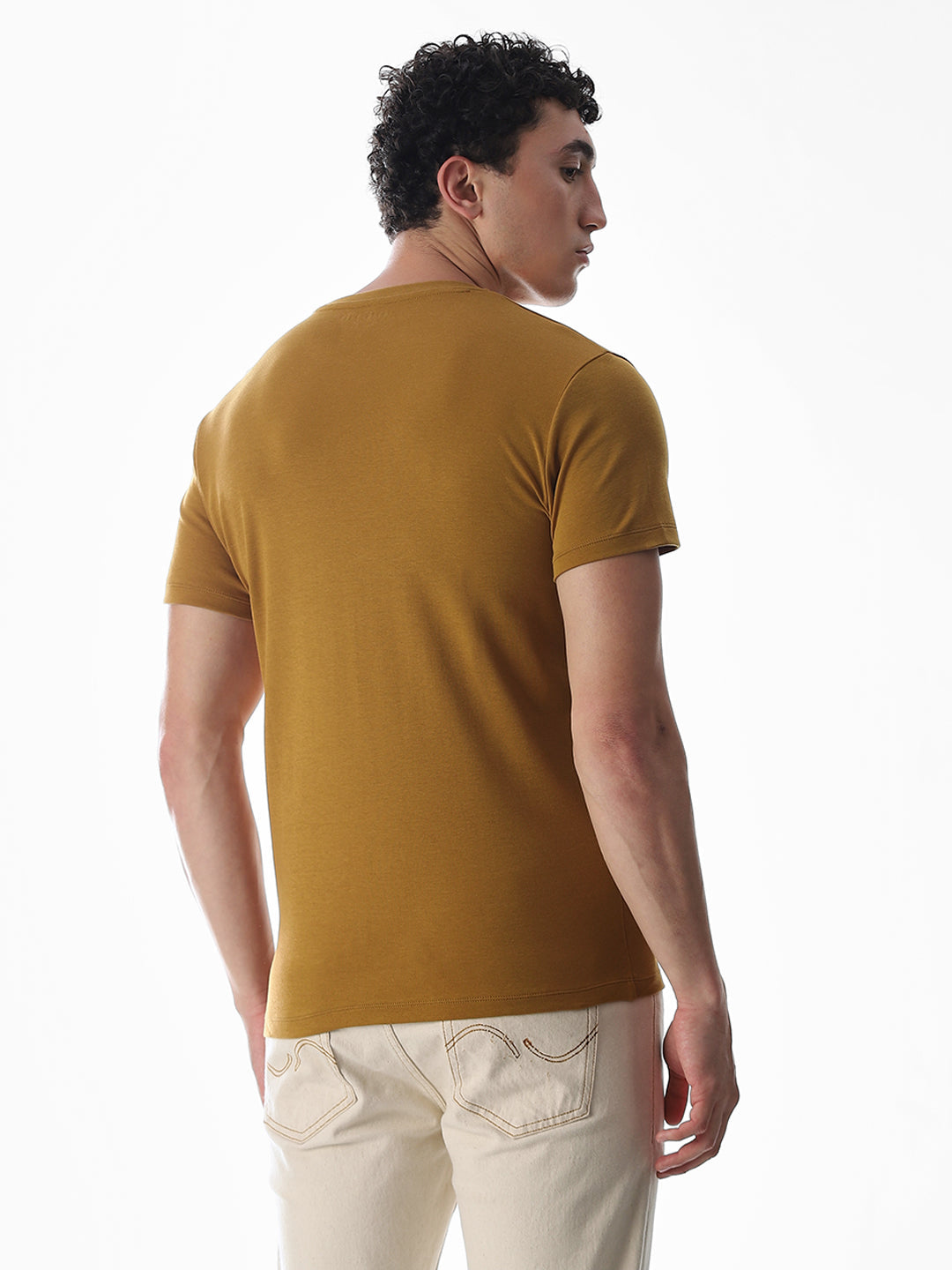 Slim Fit Crew Neck T-shirt - Golden Brown