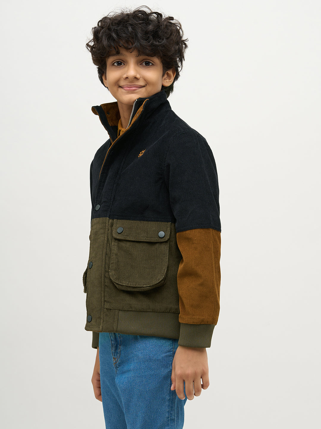 Boys Colourblocked Corduroy Jacket