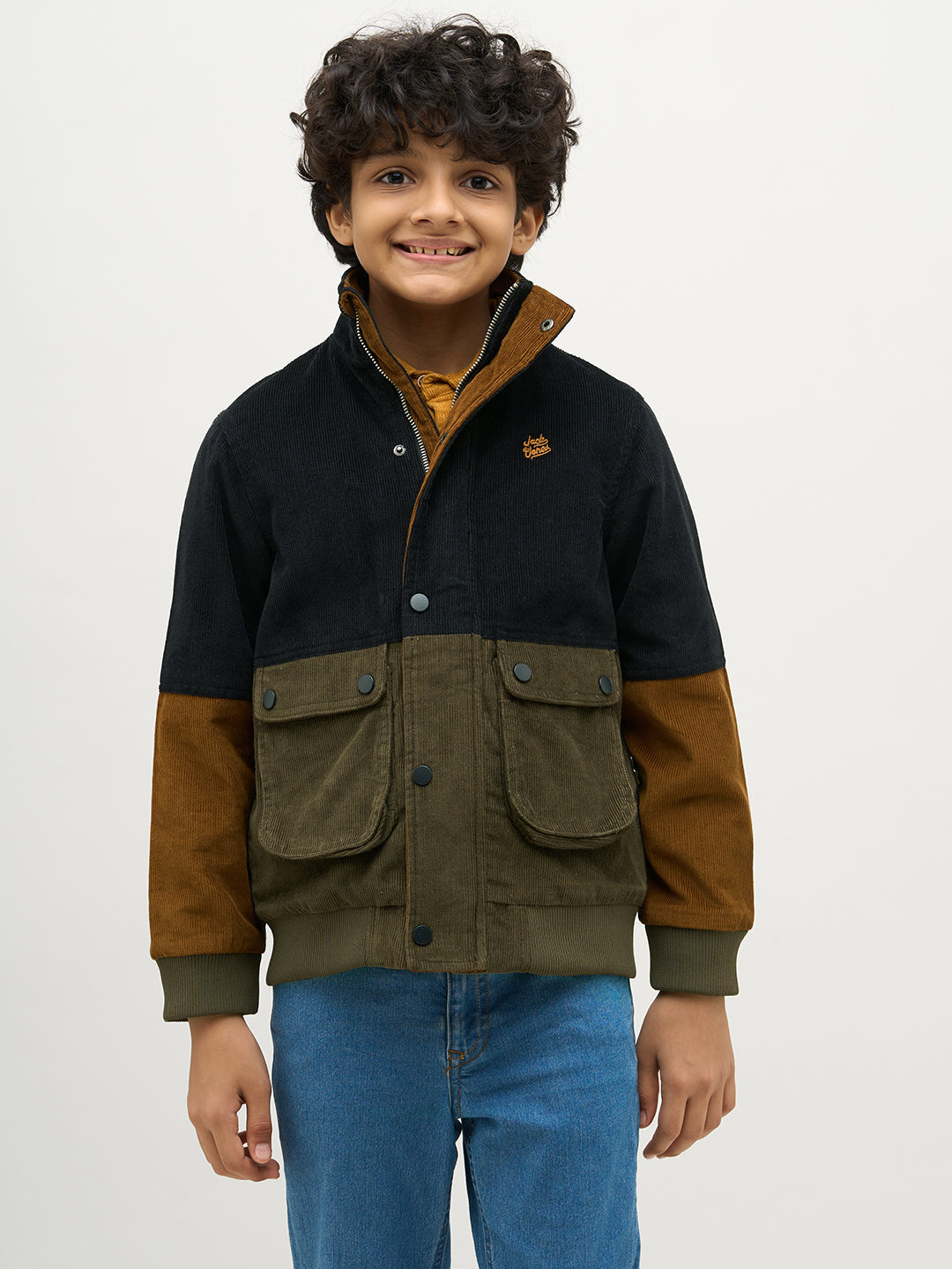 Boys Colourblocked Corduroy Jacket