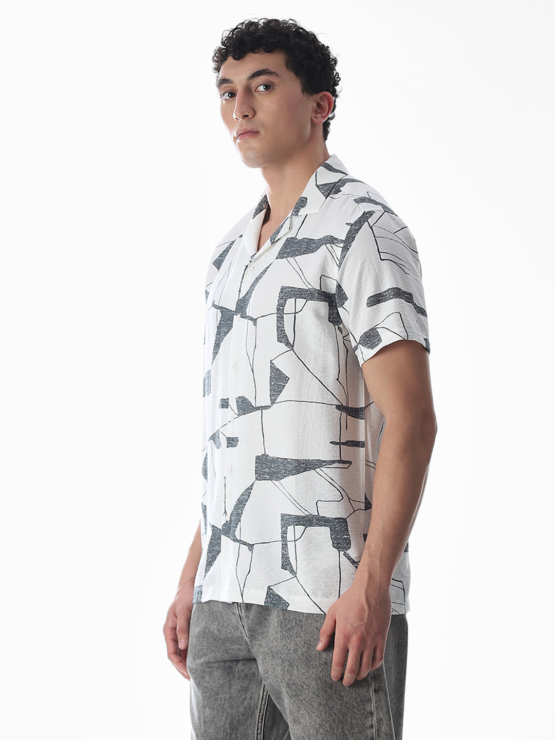 Regular Fit Printed Shirt - Grey