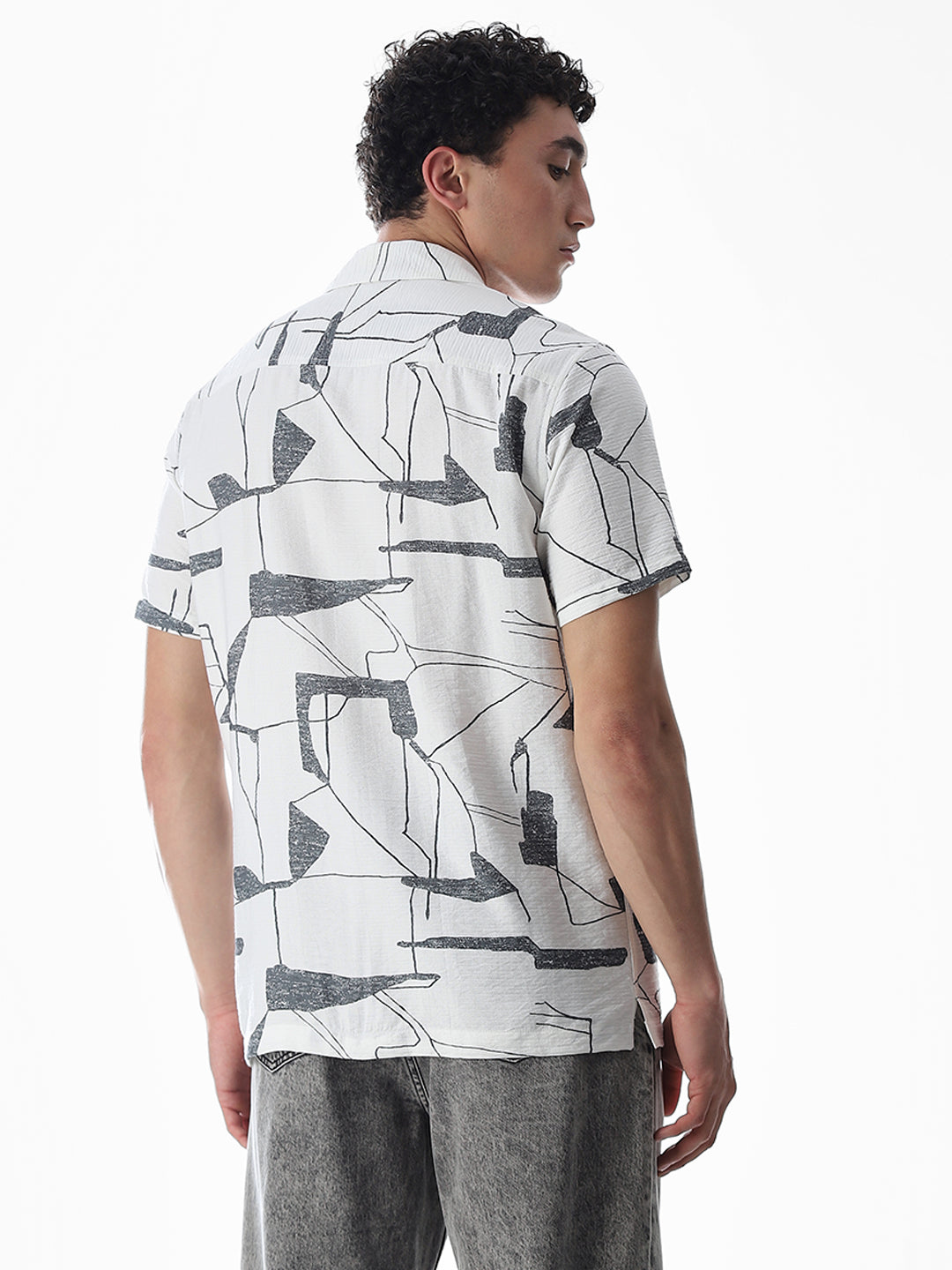 Regular Fit Printed Shirt - Grey