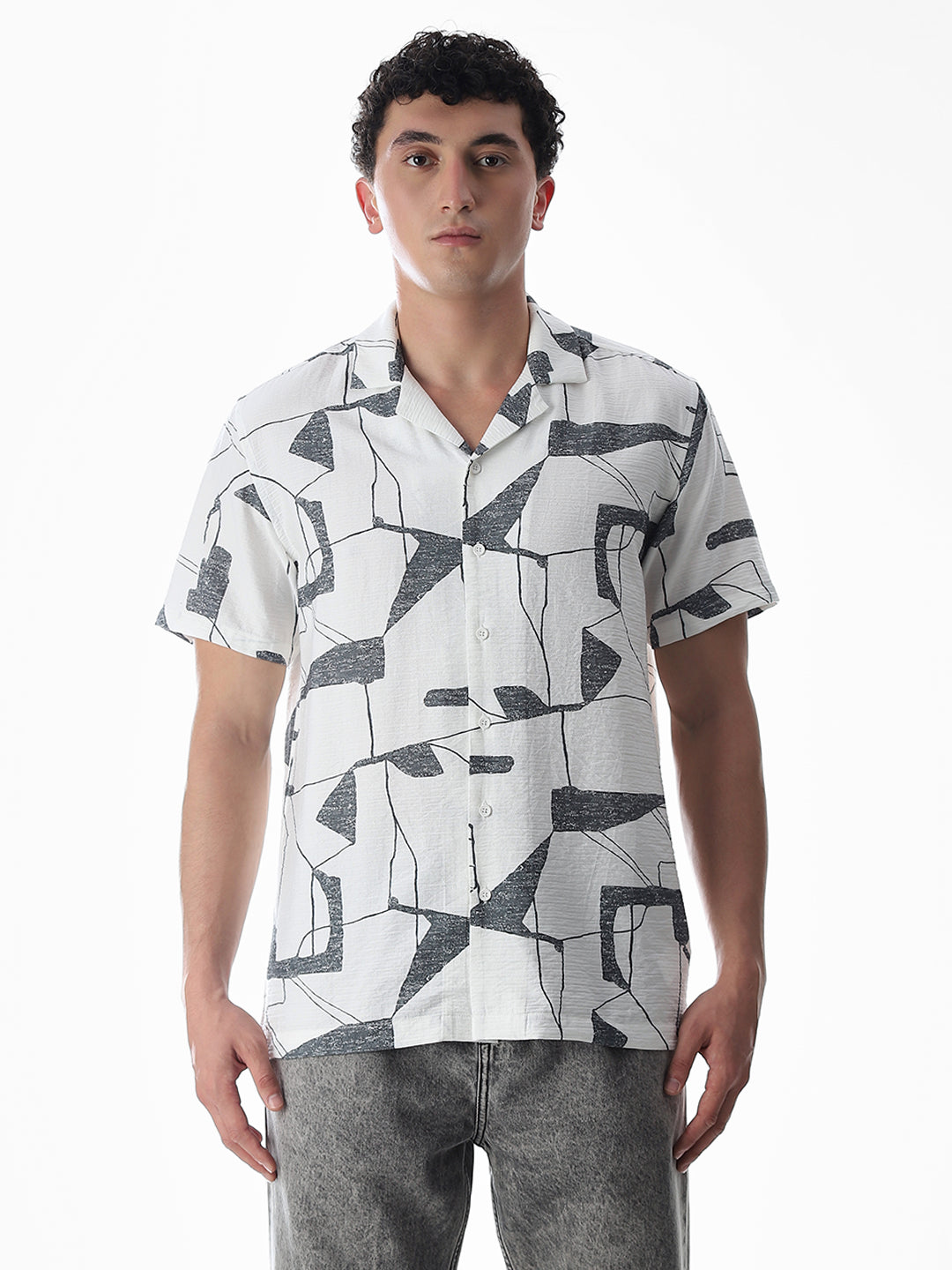 Regular Fit Printed Shirt - Grey
