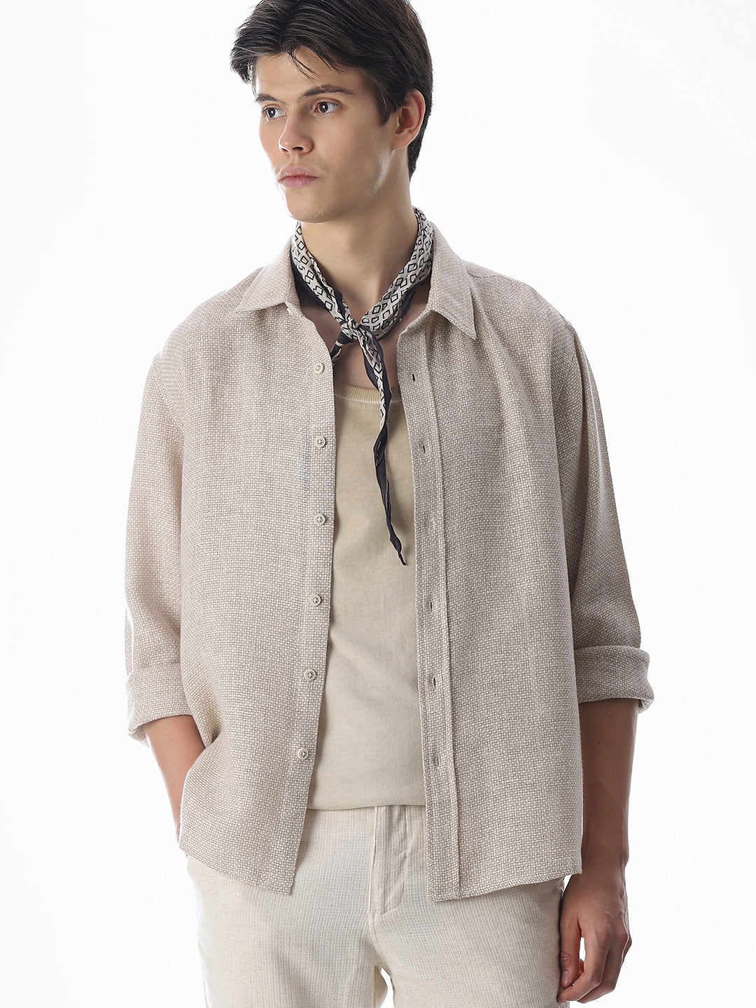 Dobby Full Sleeves Oversized Shirt
