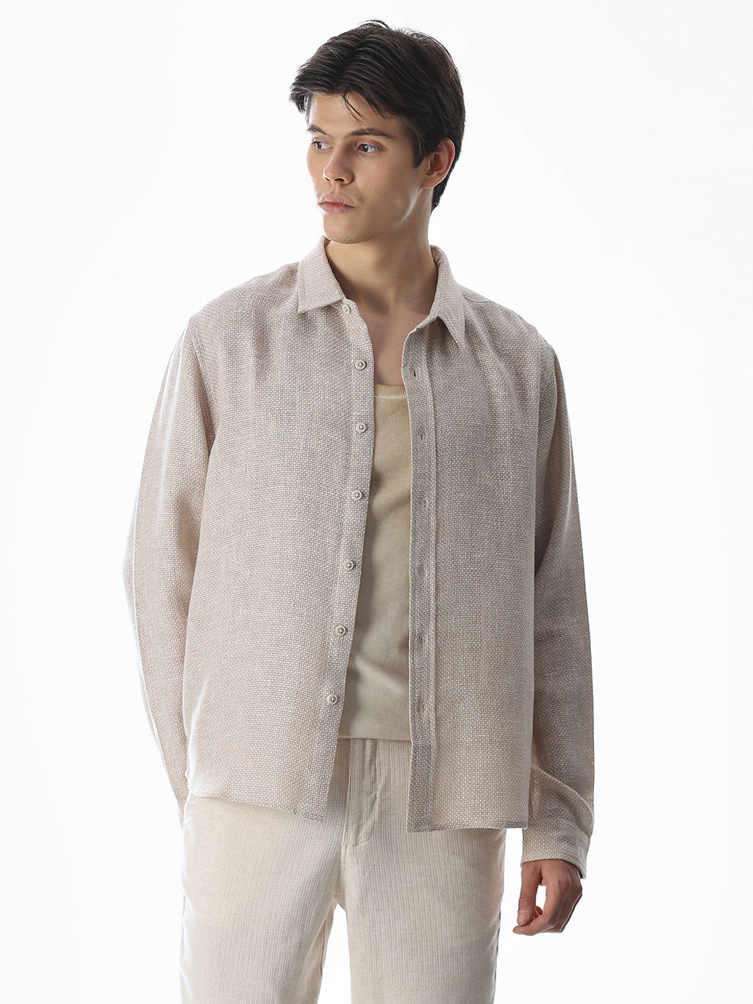 Dobby Full Sleeves Oversized Shirt