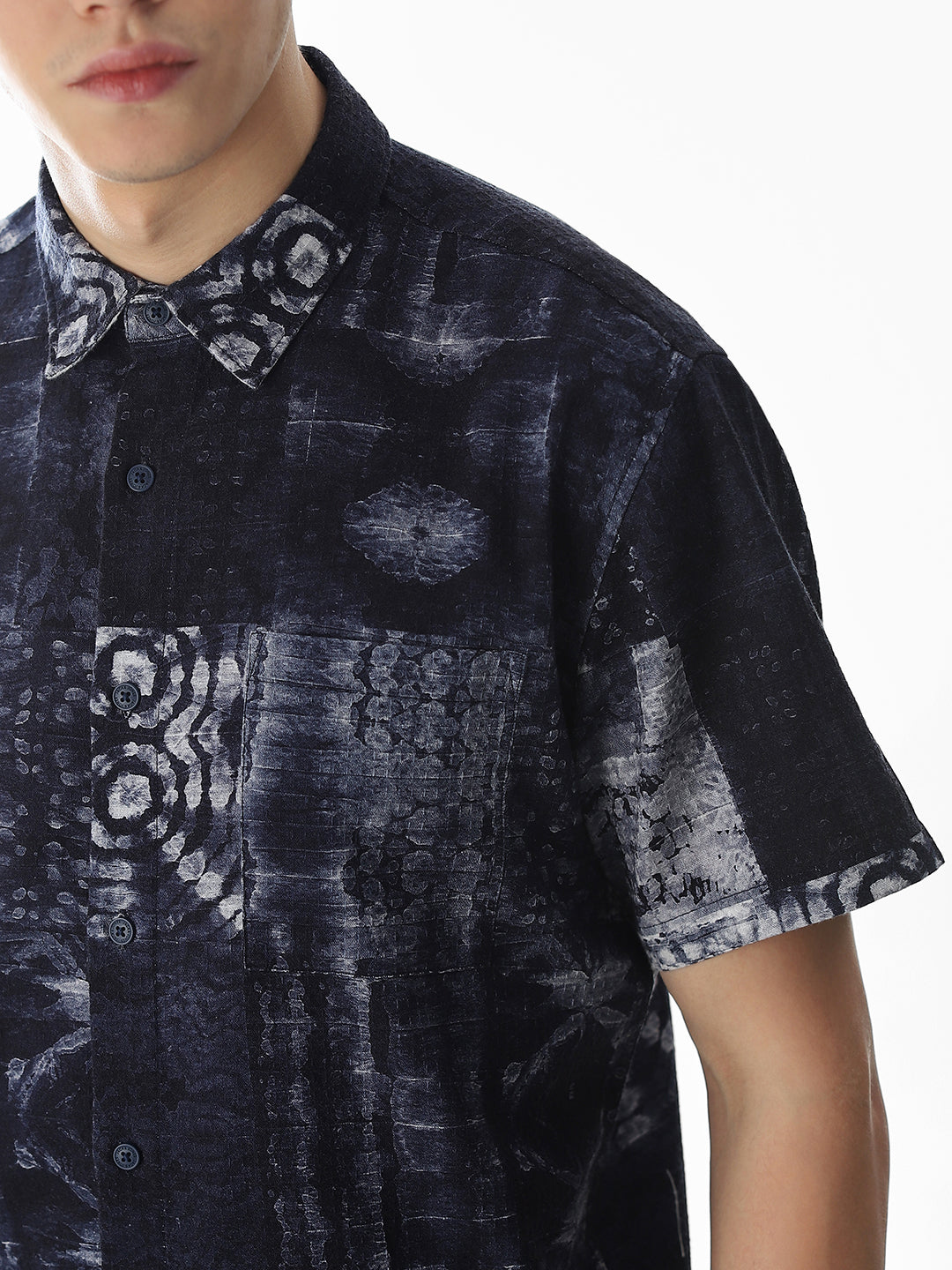 Blue Printed Comfort Fit Shirt