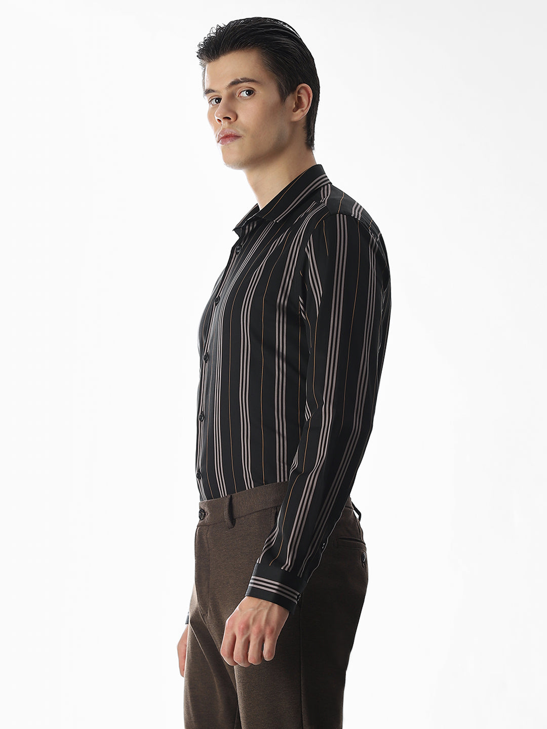 Slim Fit Striped Shirt - Black