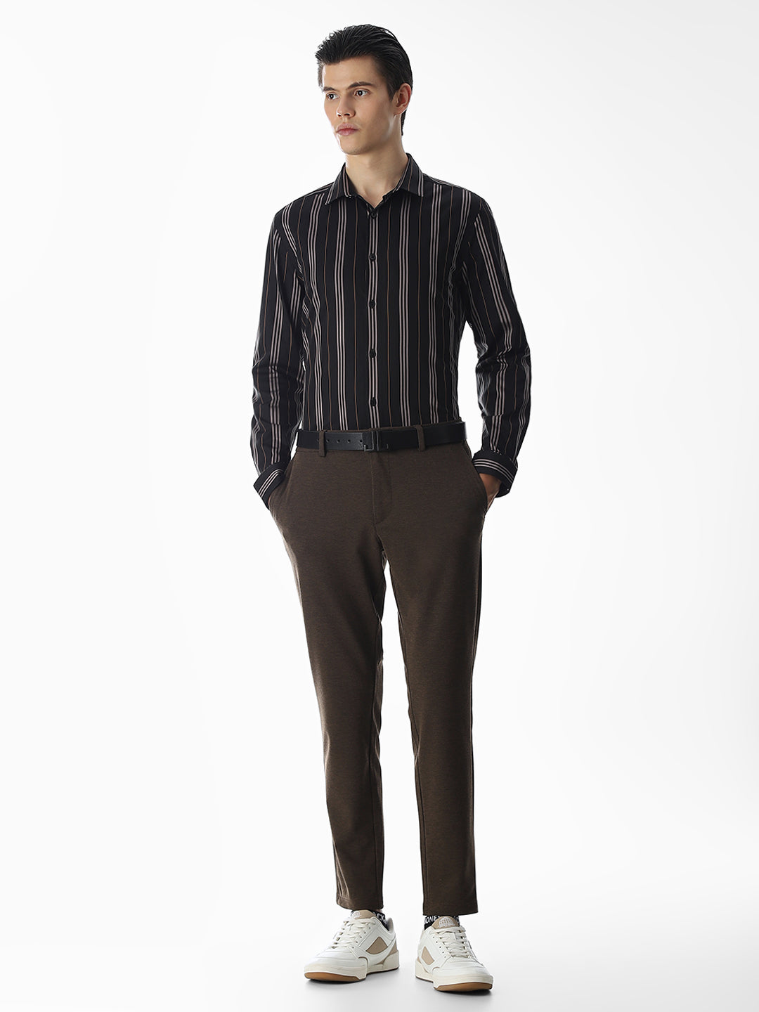 Slim Fit Striped Shirt - Black