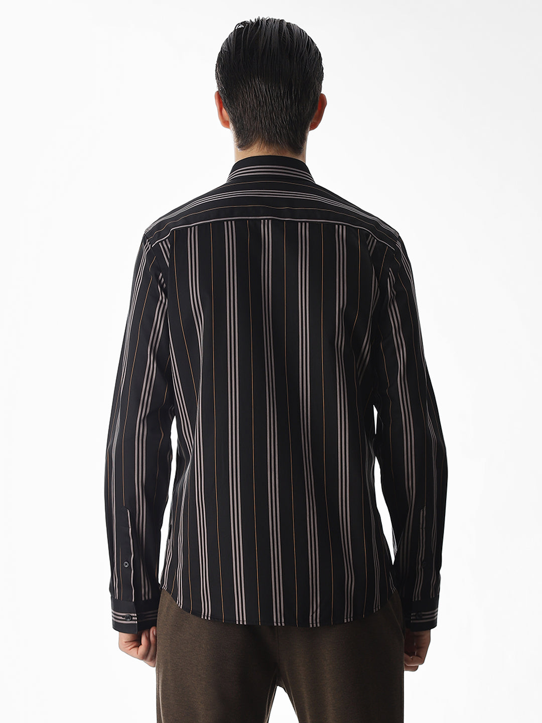 Slim Fit Striped Shirt - Black