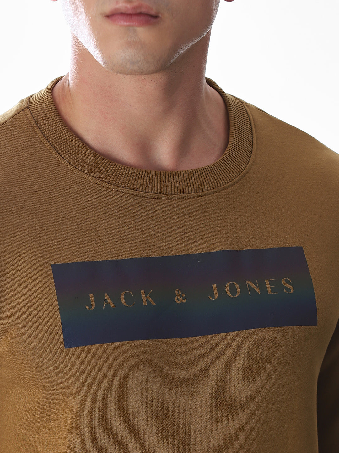 Brown Printed Regular Fit Sweatshirt