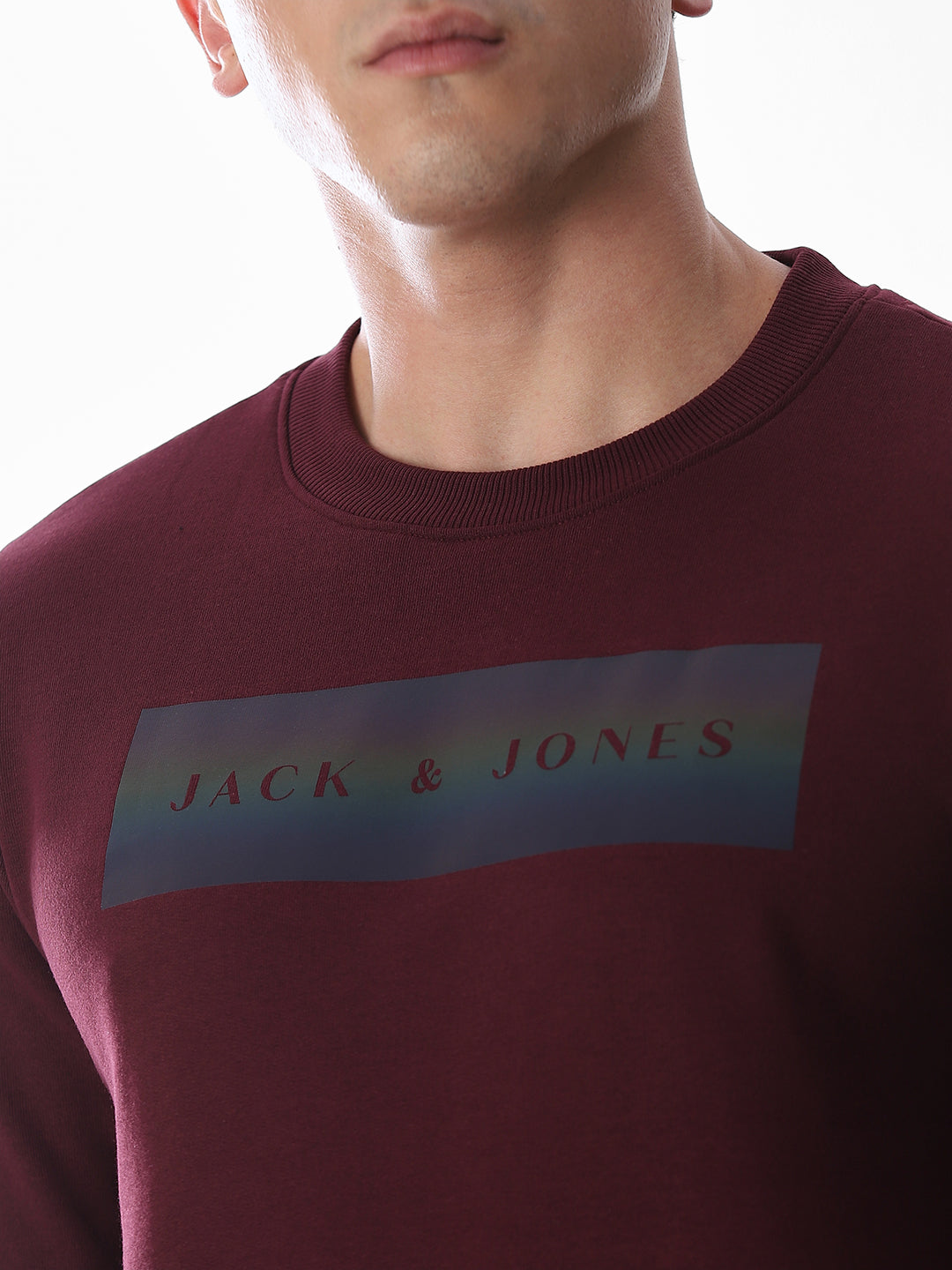 Wine Printed Regular Fit Sweatshirt