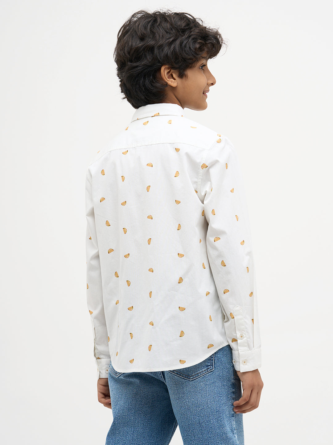 White Taco Print Cotton Shirt