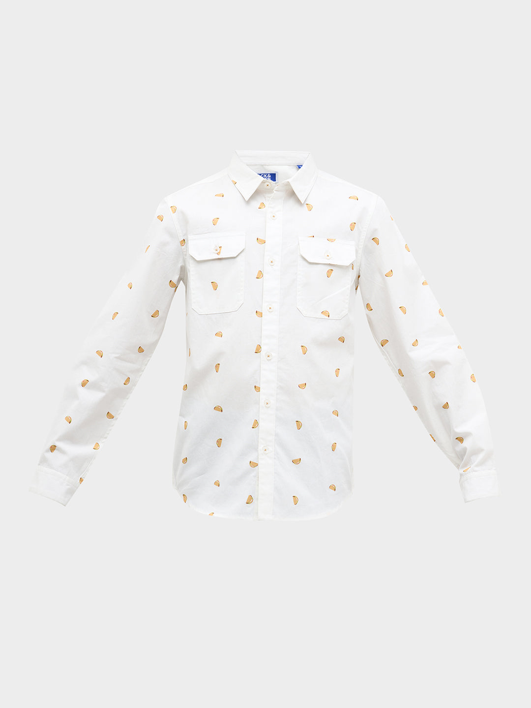 White Taco Print Cotton Shirt