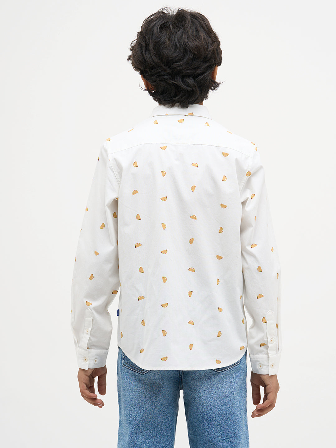 White Taco Print Cotton Shirt