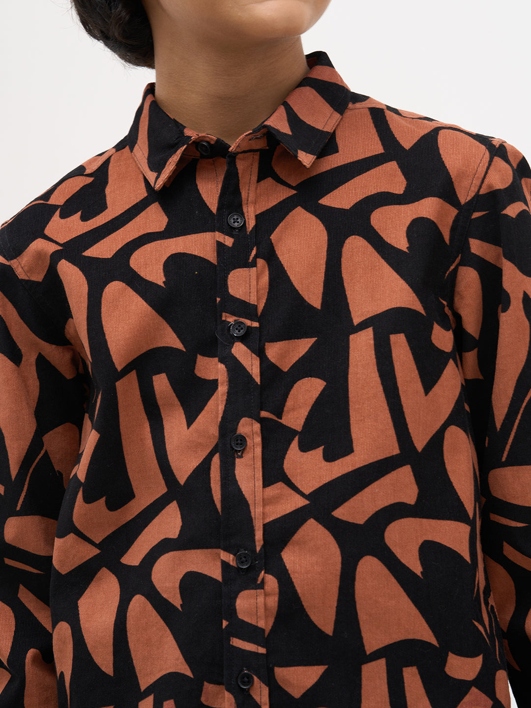 Boys Black Printed Cotton Shirt