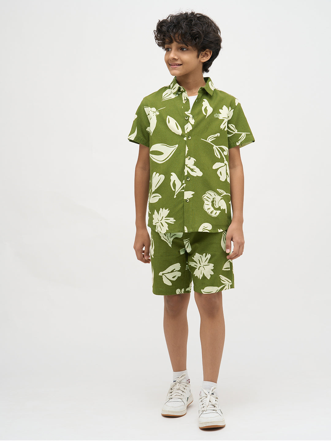 Boys Green Printed Shirt