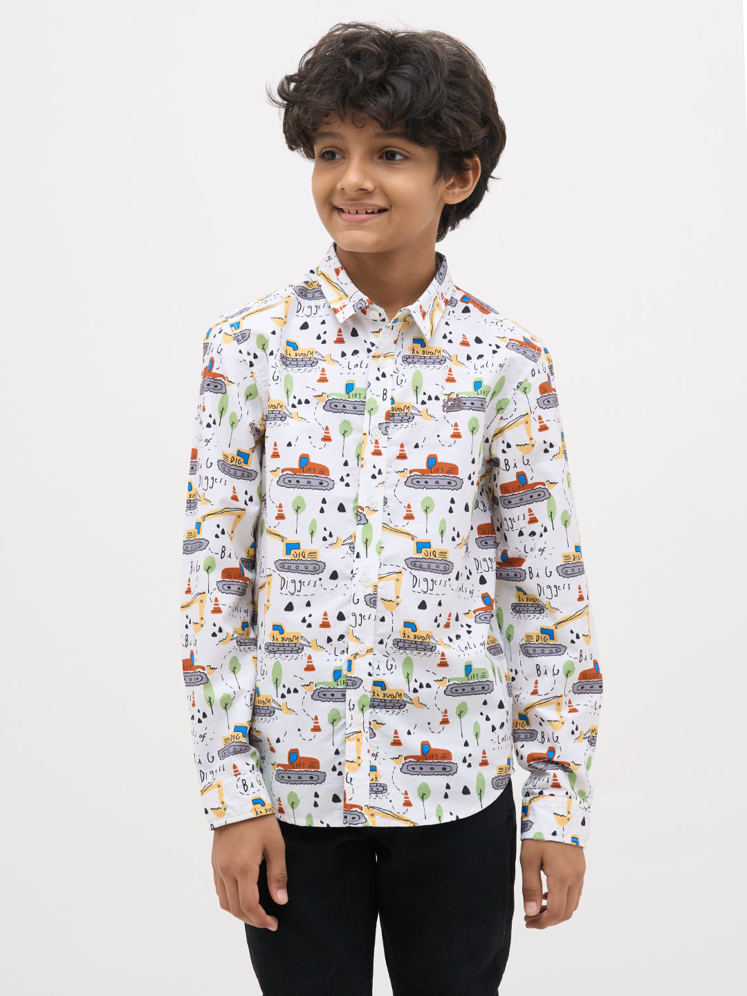 White Printed Cotton Shirt