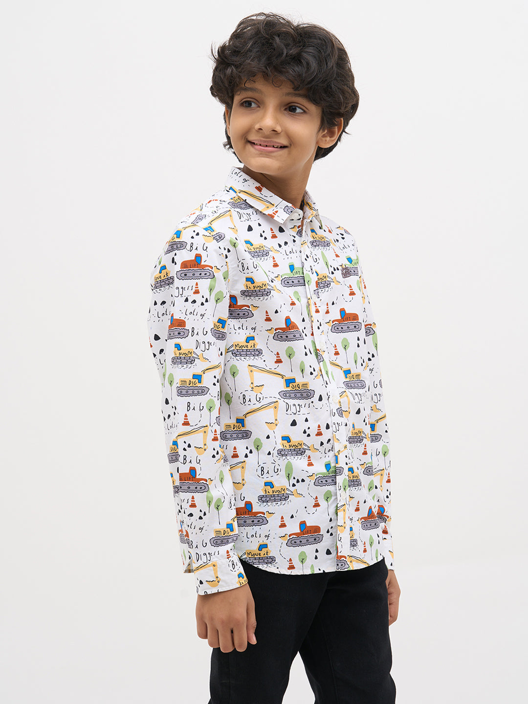 White Printed Cotton Shirt