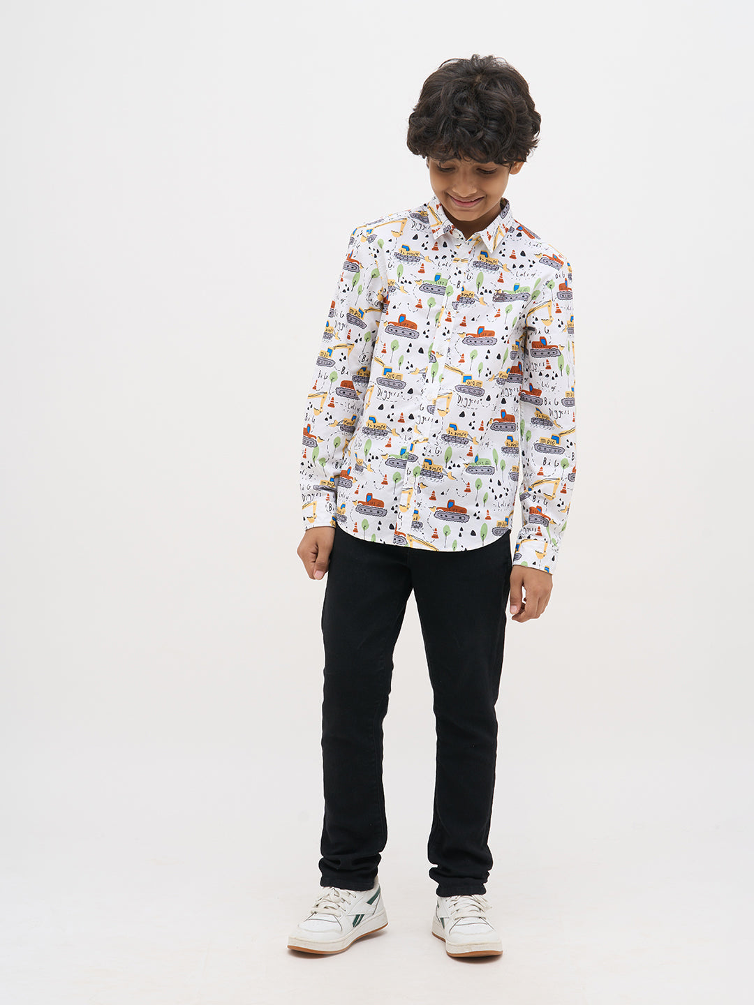 White Printed Cotton Shirt