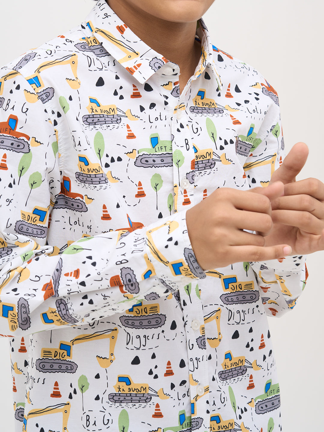 White Printed Cotton Shirt