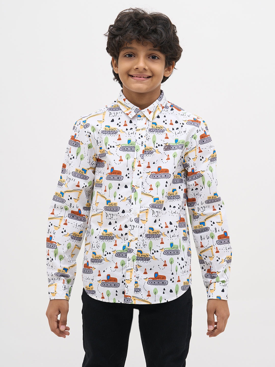 White Printed Cotton Shirt