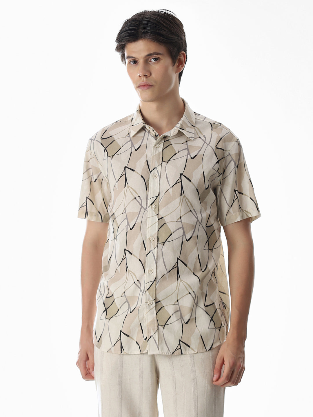Linen Blend Printed Shirt