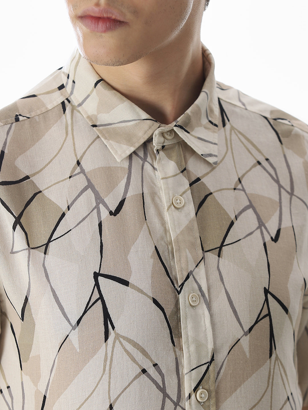 Linen Blend Printed Shirt