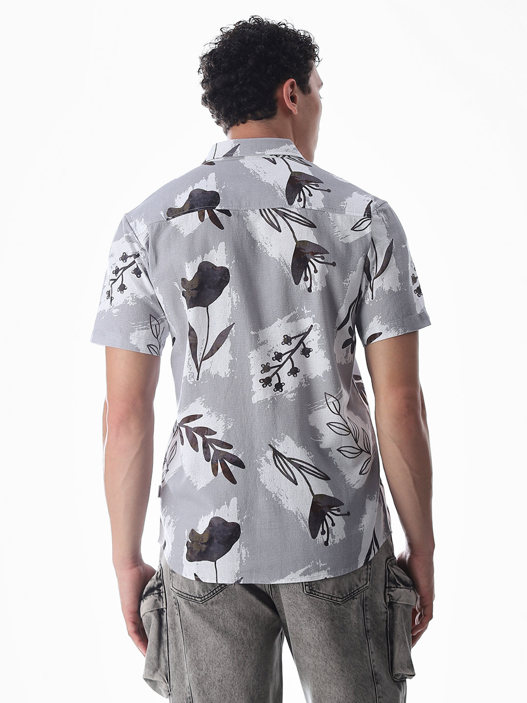 Grey Comfort Fit Printed Shirt