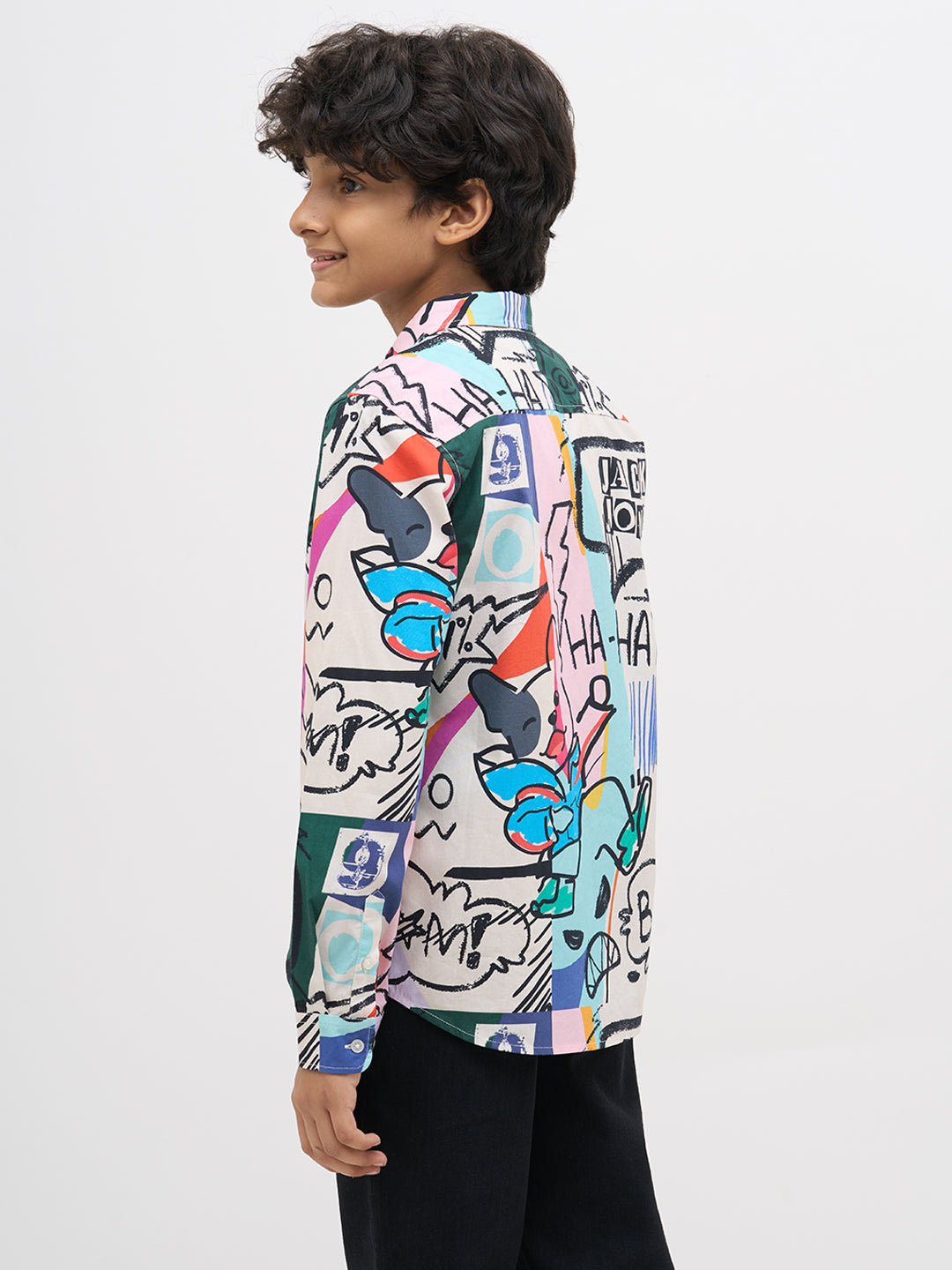 White Abstract Print Shirt