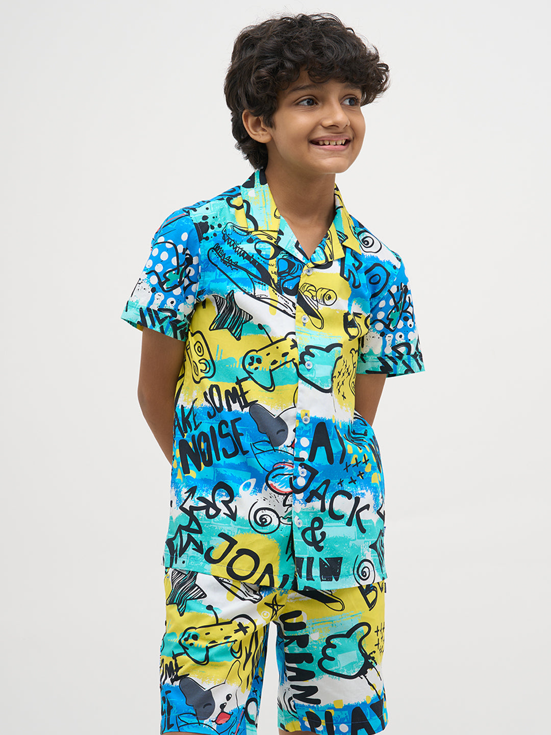 Blue Printed Cotton Shirt