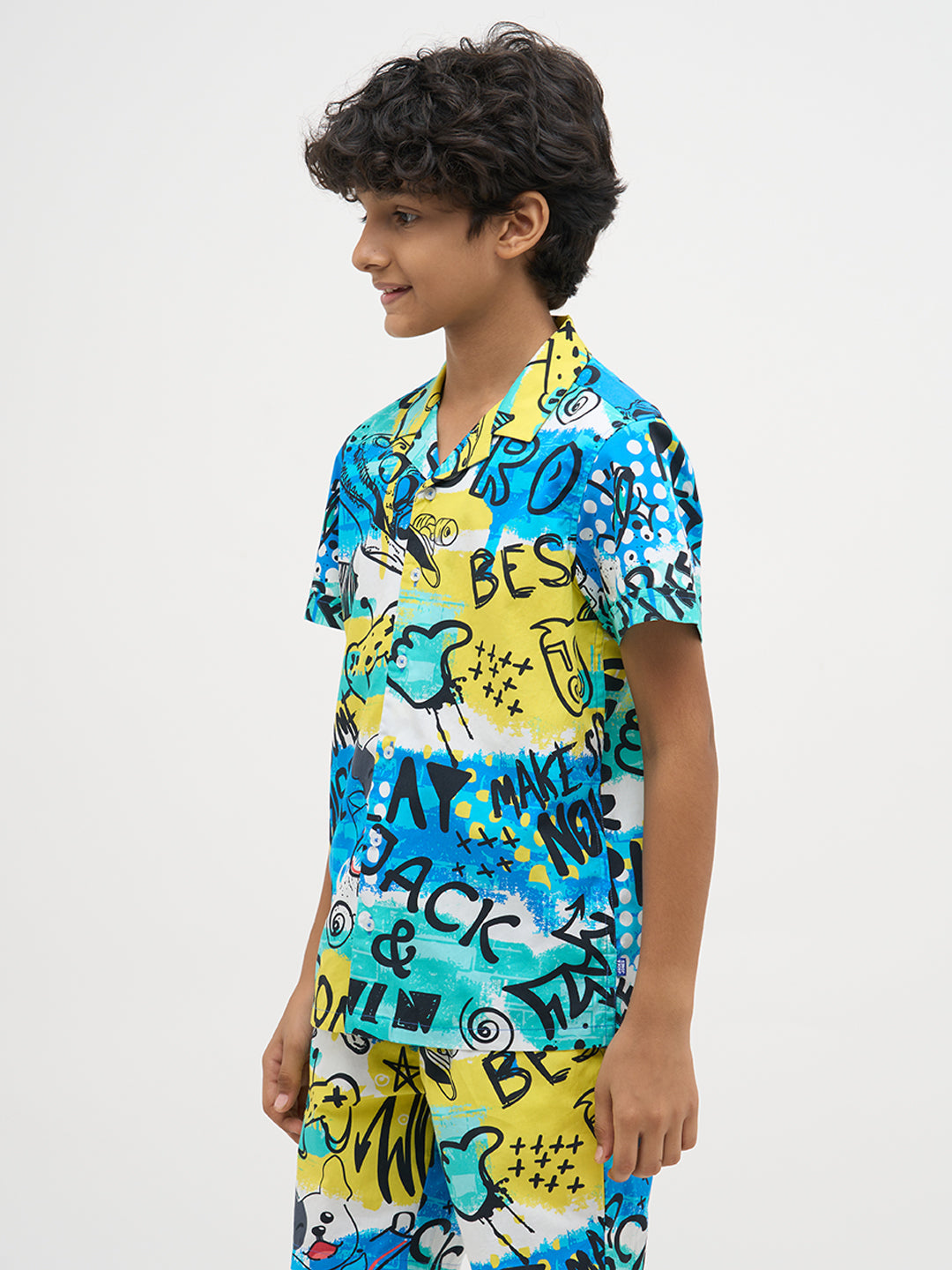 Blue Printed Cotton Shirt